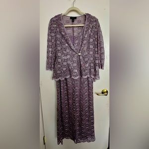 R&M Richards 2 Piece Light Purple Lace Midi Dress